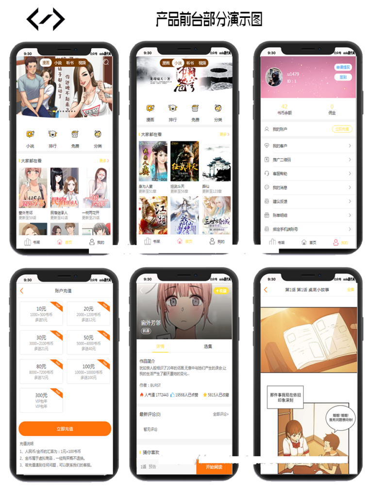 2020最新漫画+小说+听书+电影聚合源码：支持打赏+试看+多级分销+公众号接入+支付接口-91源码网