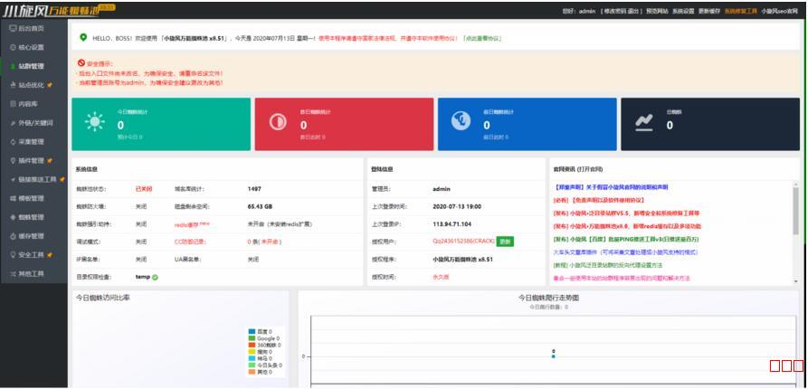 【修复版】九月最新亲测源码小旋风蜘蛛池站群 X8.51 无限制开心无域名授权破解版+自带 30 套模板-91源码网