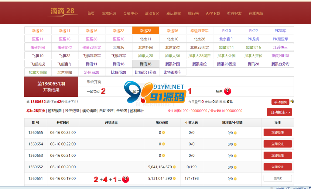 图片[2]-滴滴28源码+幸运28多彩种+带手机wap端+内置kj+完整数据带安装文本说明